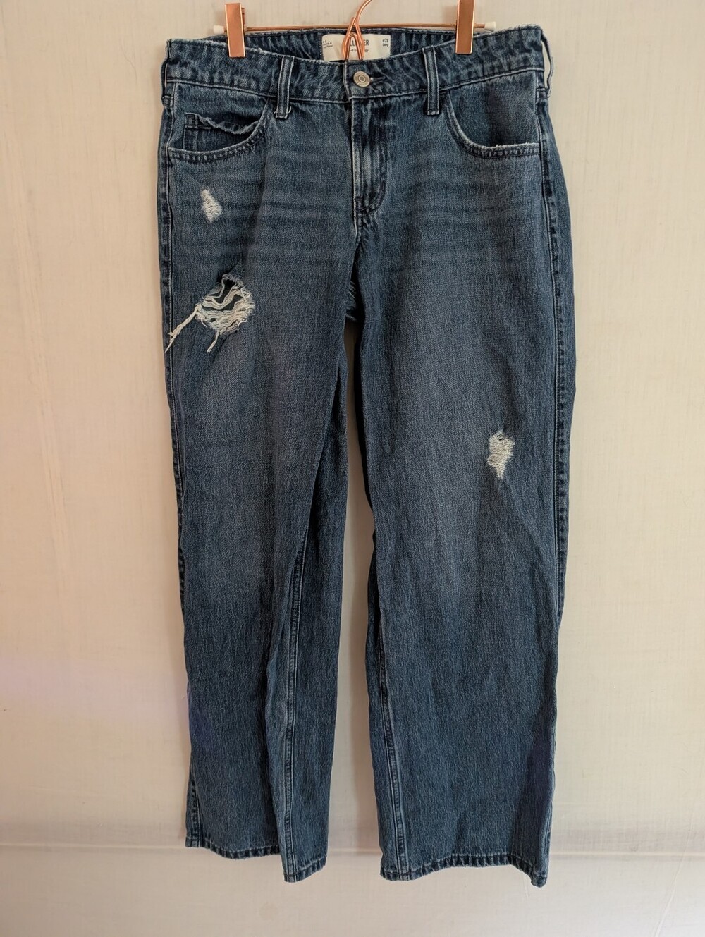 Hollister Womens Jeans Baggy Blue Denim Low Rise Size 28/6 Long